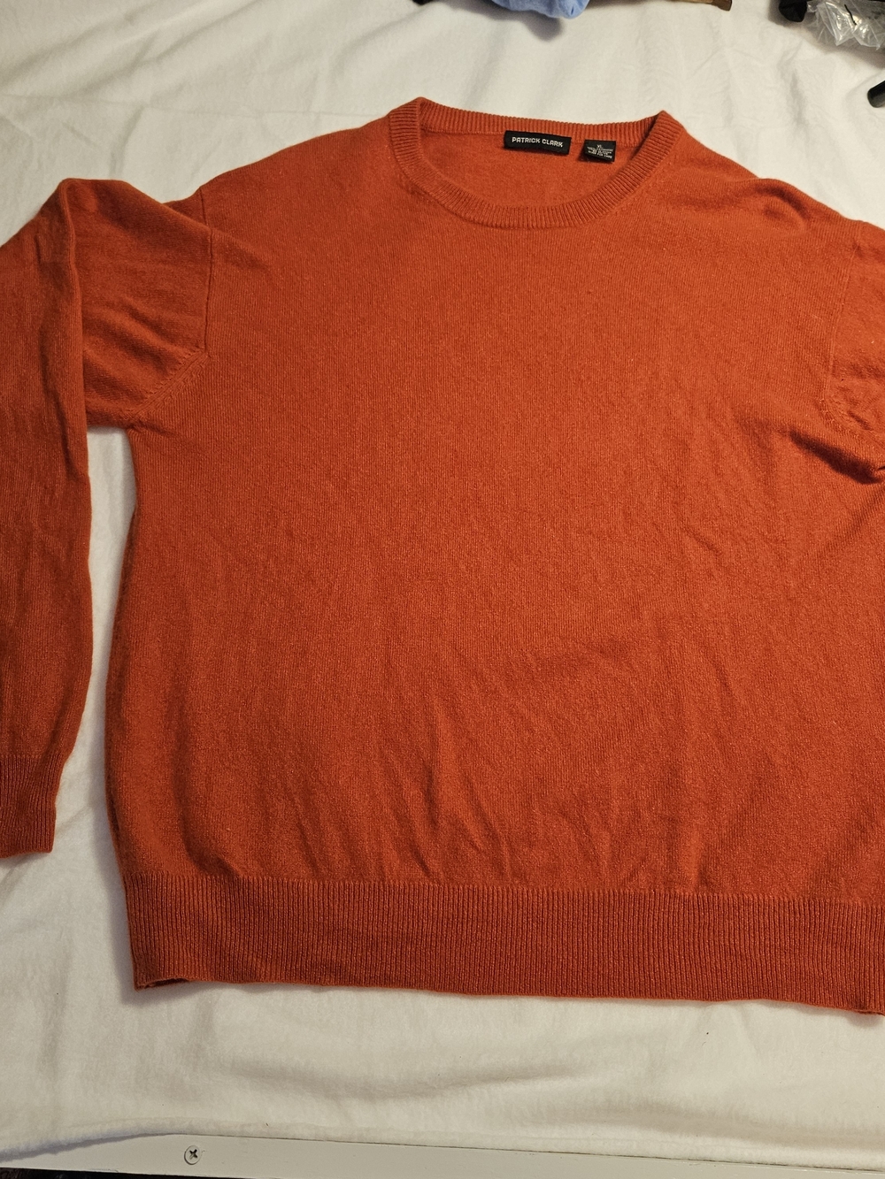 Patrick Clark XL 100% Cashmere Sweater Burnt Orange Crewneck Pullover Classic - Picture 6 of 10